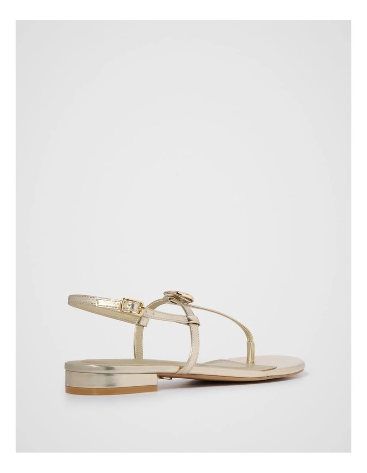 Fiona Hammered Trim Flat Sandals in Gold image 3