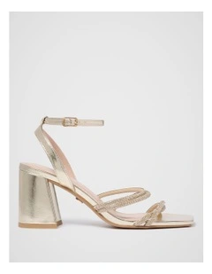 Becky Block Heel Strappy Sandals in Gold