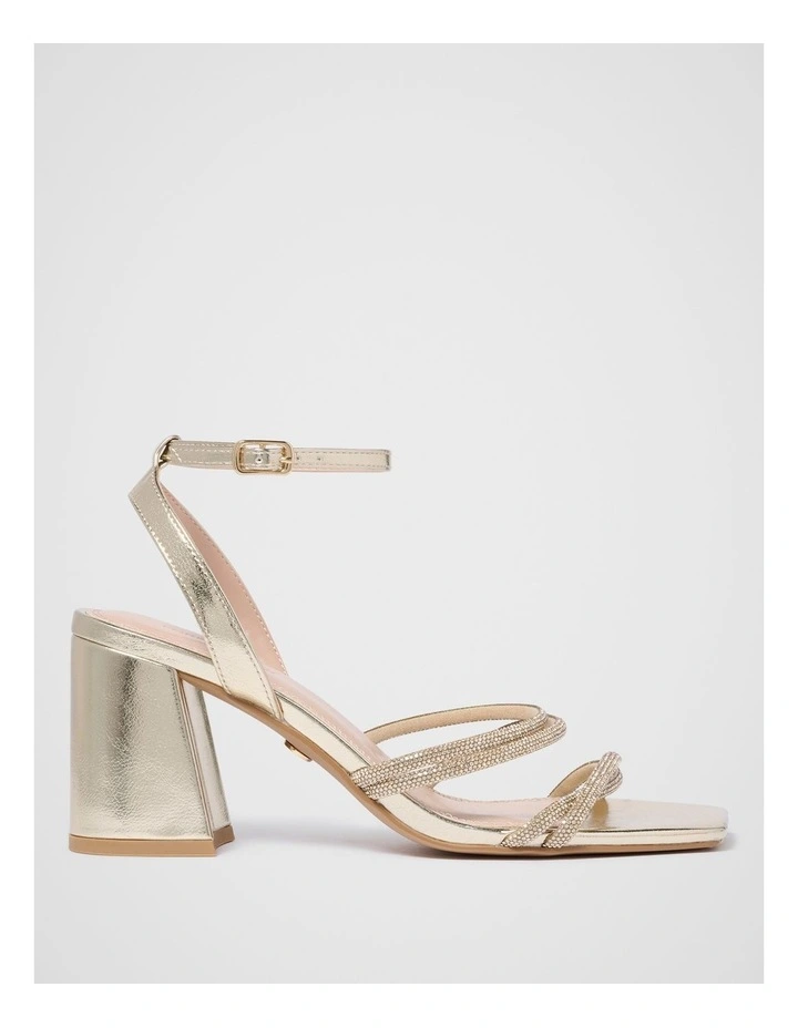 Becky Block Heel Strappy Sandals in Gold image 1
