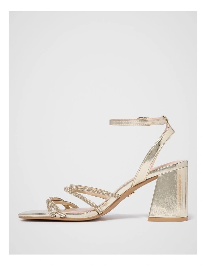 Becky Block Heel Strappy Sandals in Gold image 4