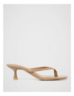 Teagan Toe Thong Heels in Brown