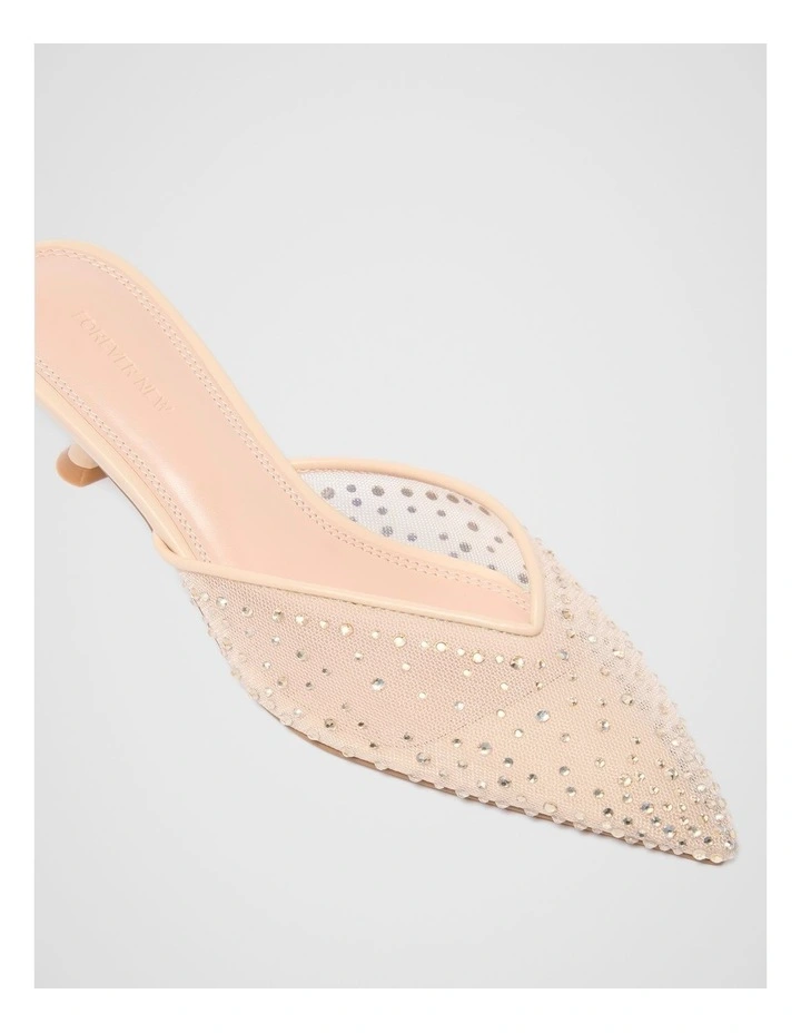 Danica Diamante Mesh Mules in Cream image 2