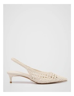 Clare Crochet Detail Slingback Sandals in Cream