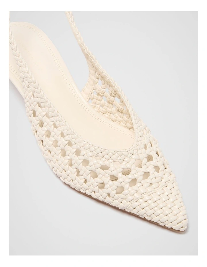 Clare Crochet Detail Slingback Sandals in Cream image 2