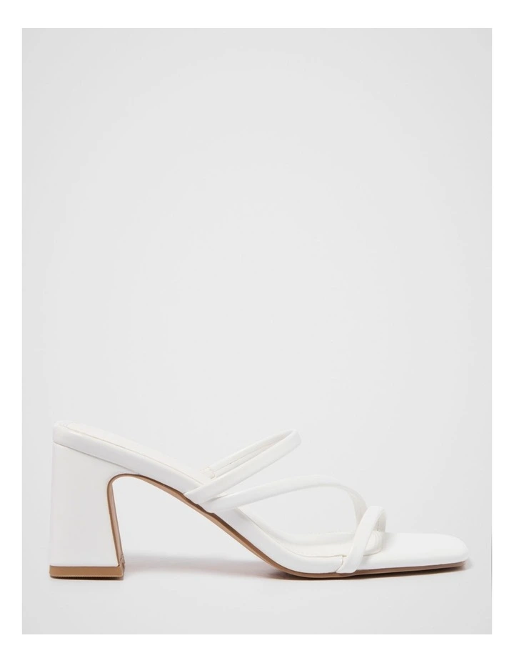 Simone Strappy Mule Block Heels Sandals in White image 1