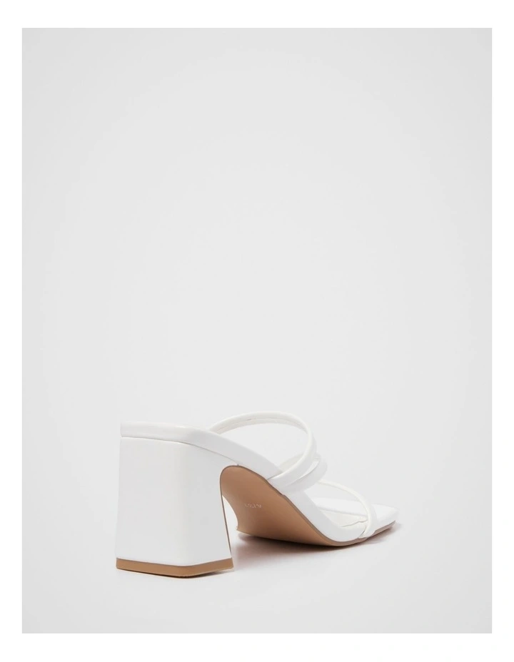 Simone Strappy Mule Block Heels Sandals in White image 3