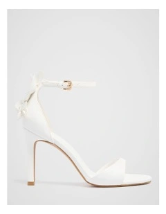 Farrah All Over Flower Trim Heeled Sandals in White