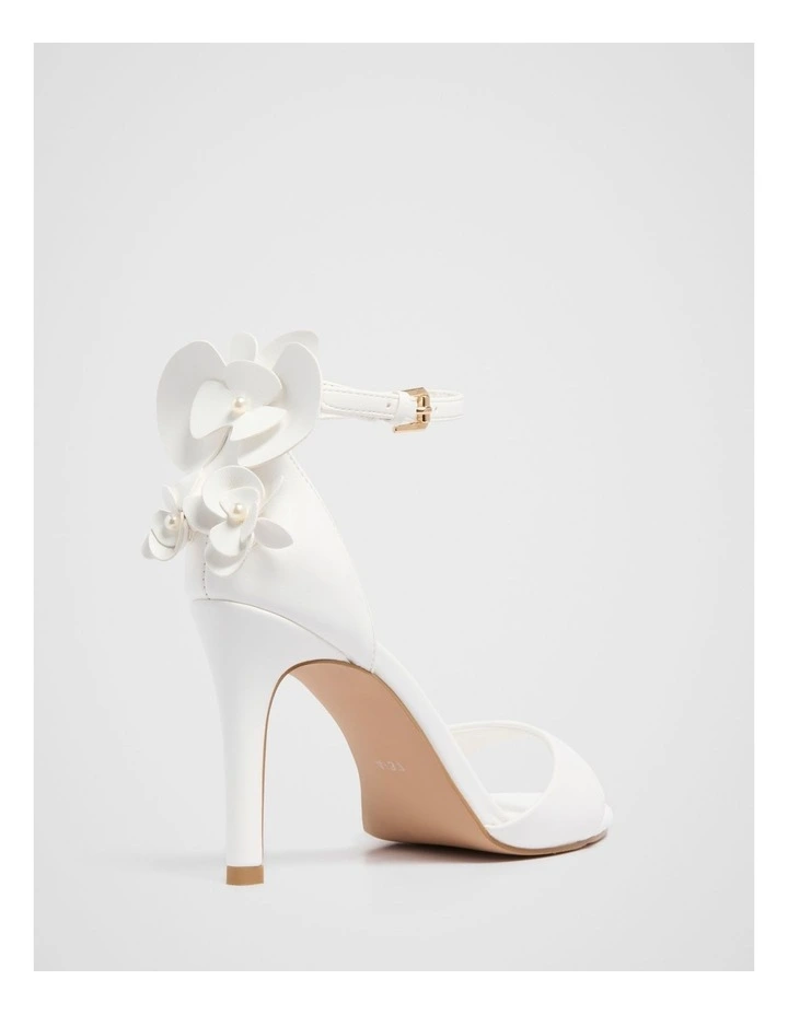 Farrah All Over Flower Trim Heeled Sandals in White image 3