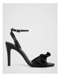 Shayla Side Bow Jewelled Heeled Sandals in Black