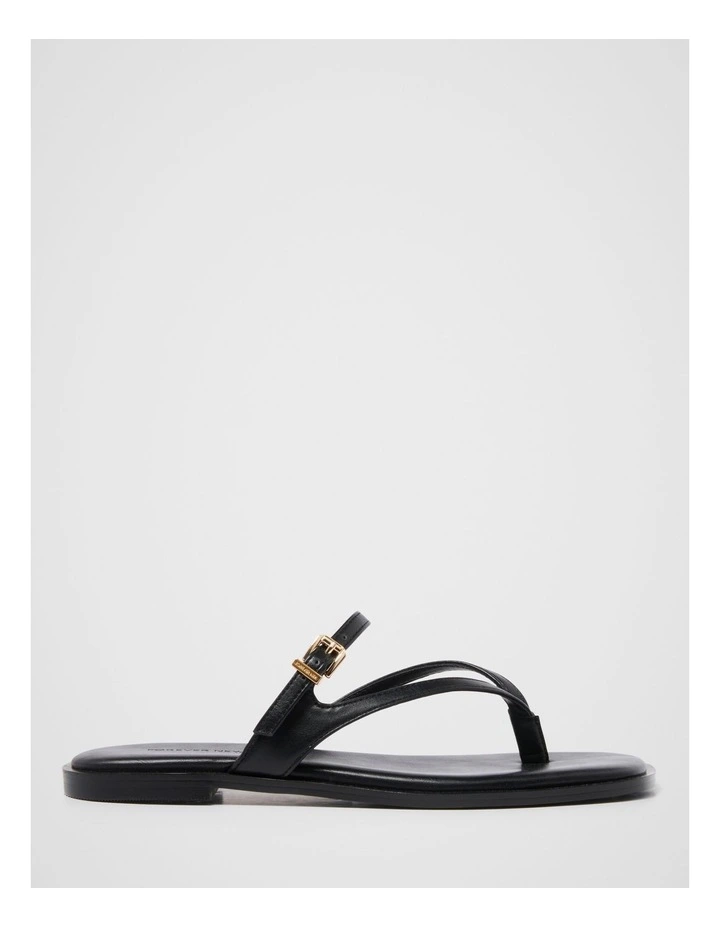 Bailee Buckle Detail Strappy Thong Sandals in Black image 1