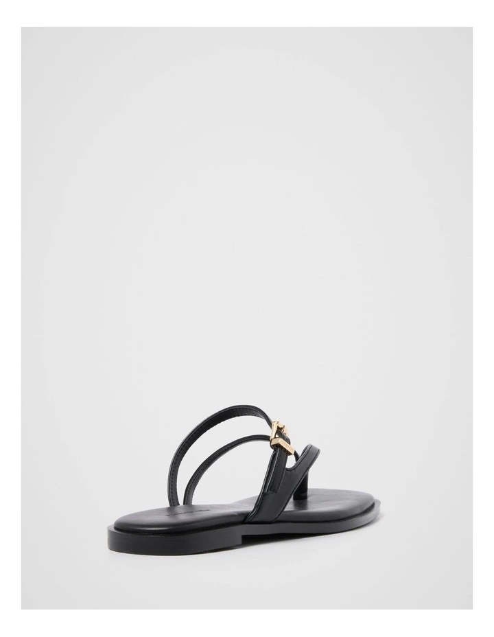 Bailee Buckle Detail Strappy Thong Sandals in Black image 3
