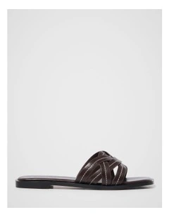 Frannie Interwoven Mules in Chocolate