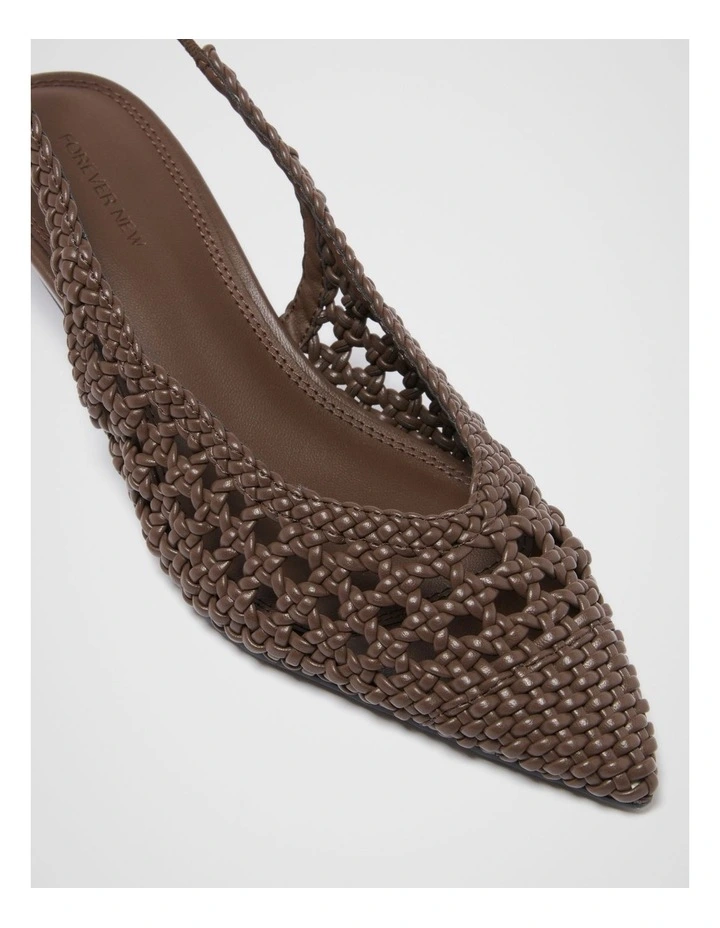 Clare Crochet Detail Slingback Sandals in Brown image 2
