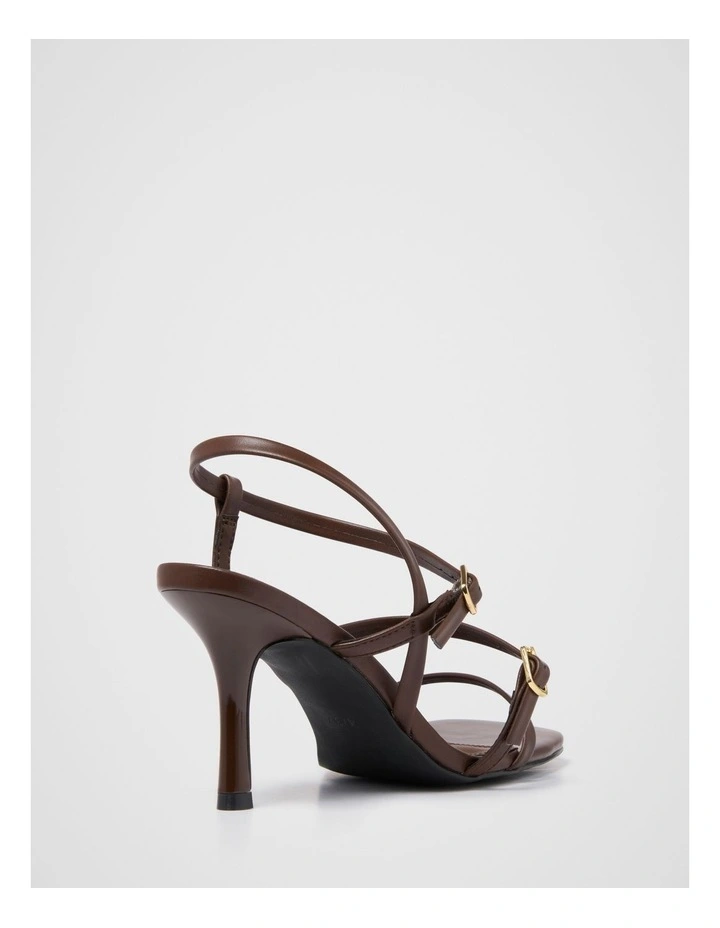 Brenda Buckle Detail Asymmetrical Sandals in Brown image 2
