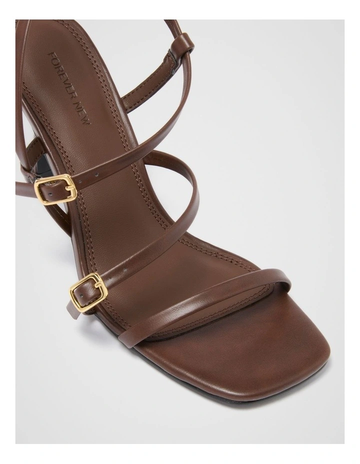 Brenda Buckle Detail Asymmetrical Sandals in Brown image 3