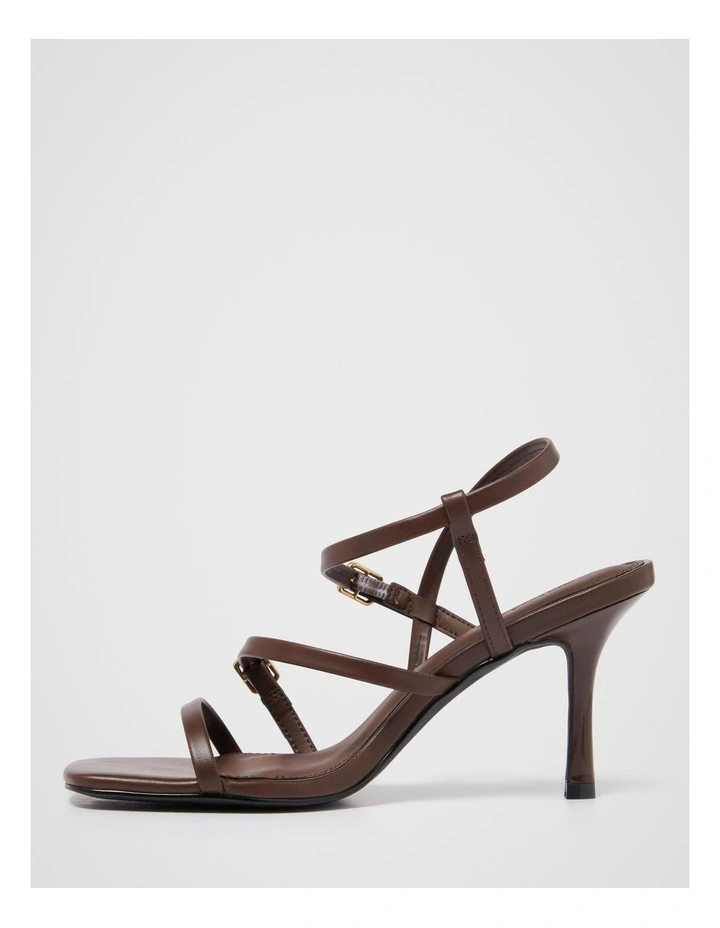 Brenda Buckle Detail Asymmetrical Sandals in Brown image 4