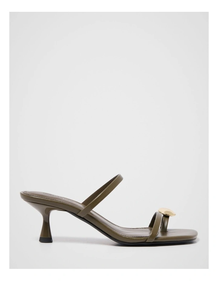 Michaela Metal Trim Toe Post Strappy Heeled Sandals in Green image 1
