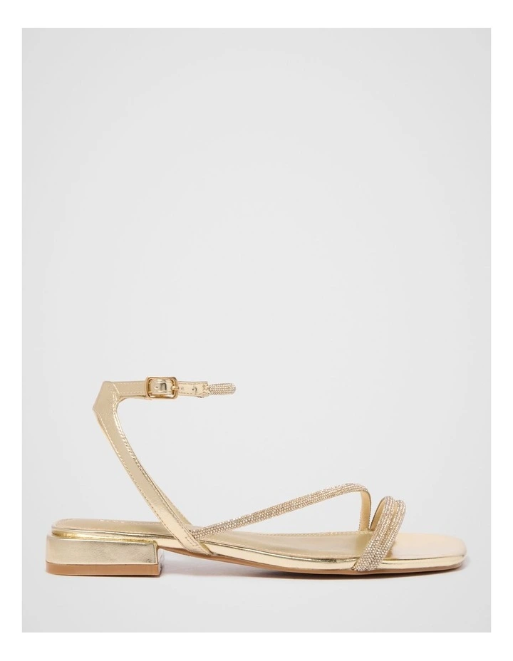 Dominique Diamante Strap Flat PM Sandals in Gold image 1