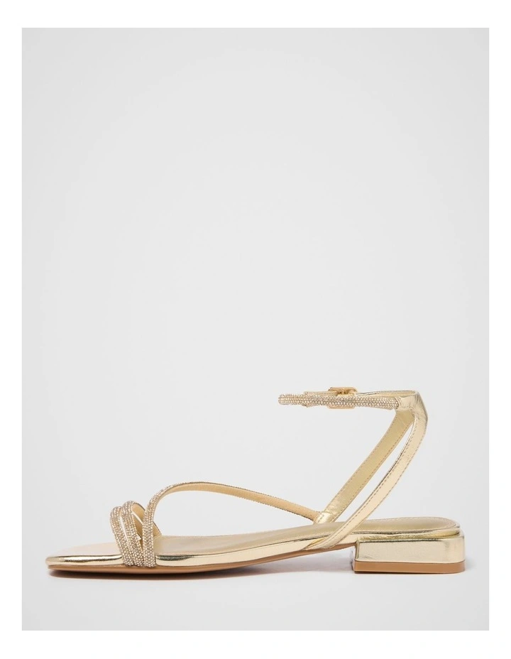 Dominique Diamante Strap Flat PM Sandals in Gold image 4