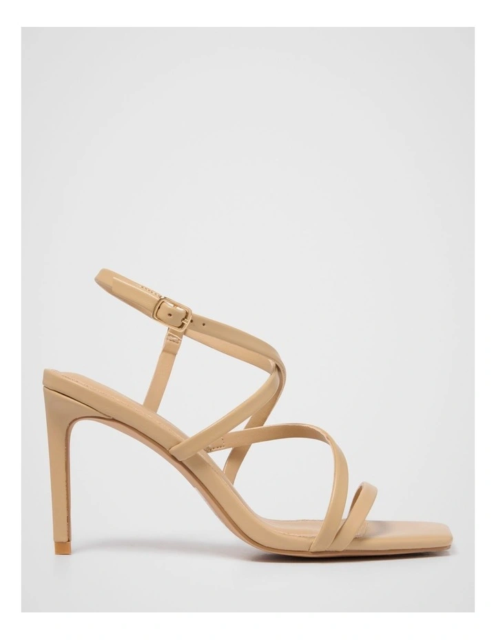 Alina Asymmetrical Strappy Heeled Sandals in Tan image 1