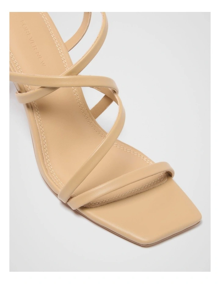 Alina Asymmetrical Strappy Heeled Sandals in Tan image 2