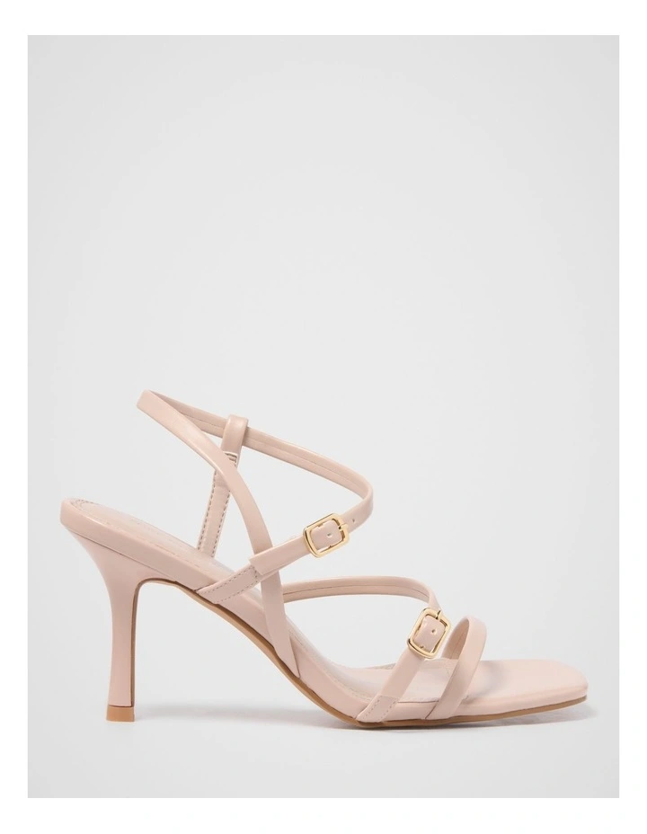 Brenda Buckle Detail Asymmetrical Sandals in Beige image 1