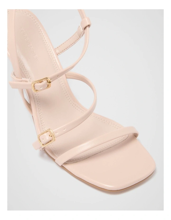 Brenda Buckle Detail Asymmetrical Sandals in Beige image 3