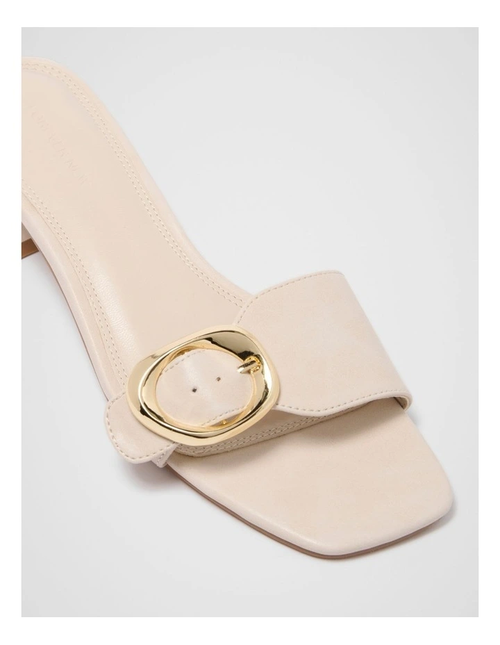 Becca Buckle Detail Block Heel Mules in Cream image 2