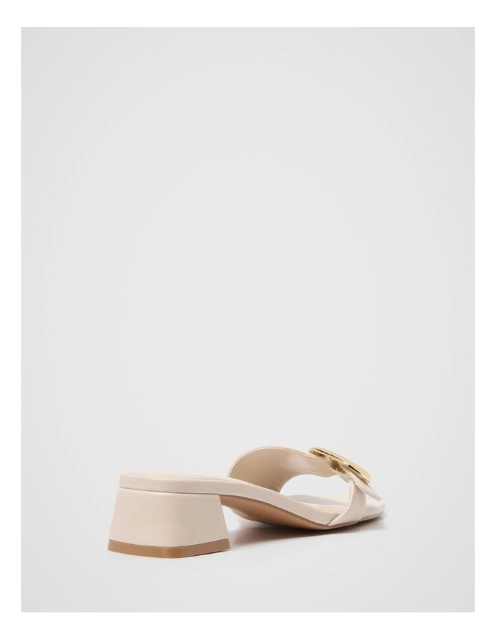 Becca Buckle Detail Block Heel Mules in Cream image 3