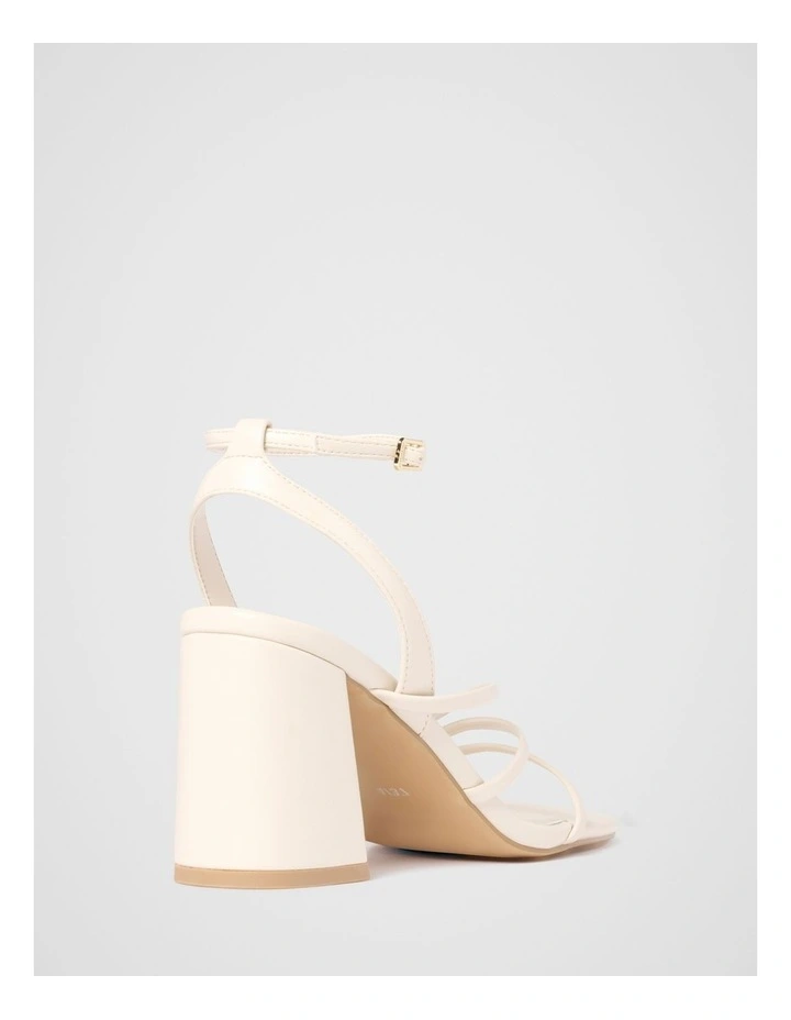 Beth Block Heels Asymmetrical Sandals in Cream image 2