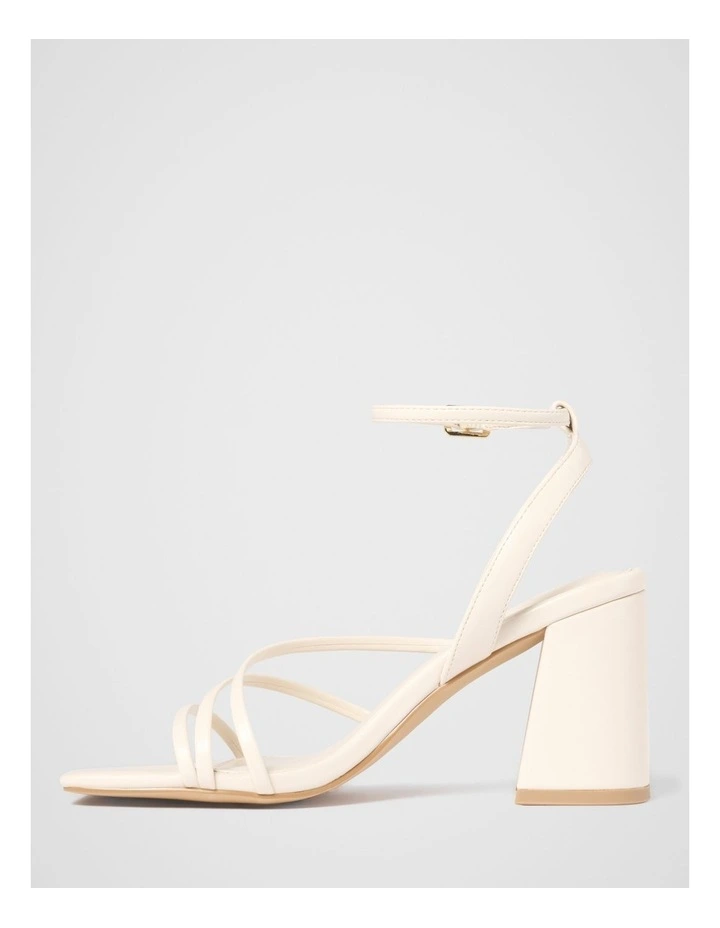 Beth Block Heels Asymmetrical Sandals in Cream image 4