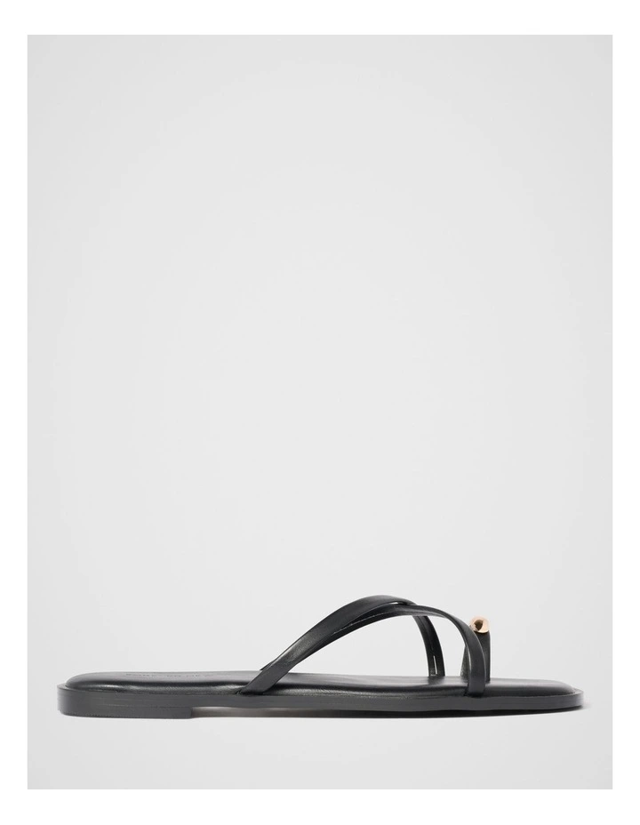 Brynn Toe Thong Trim Flat Sandals in Black image 1