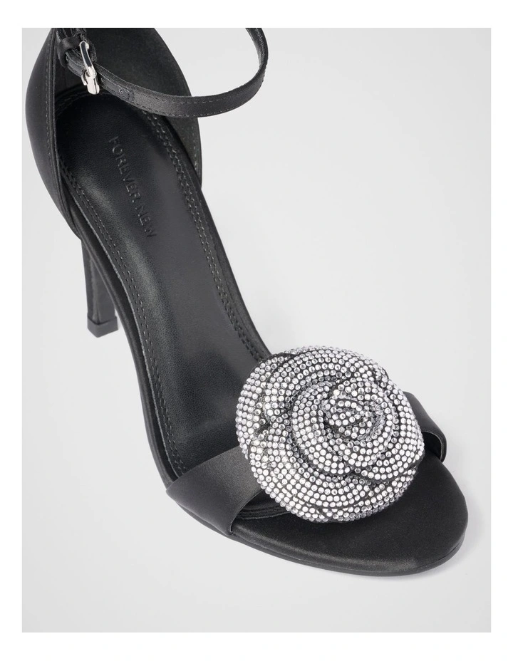 Joanna Jewelled Flower Sandals in Black image 3