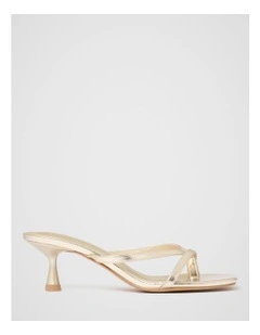 Tammy Toe Thong Heeled Sandals in Gold