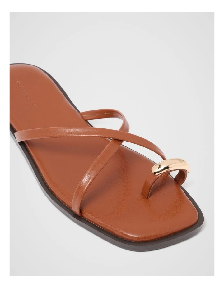 Brynn Toe Thong Trim Flat Sandals in Brown image 2