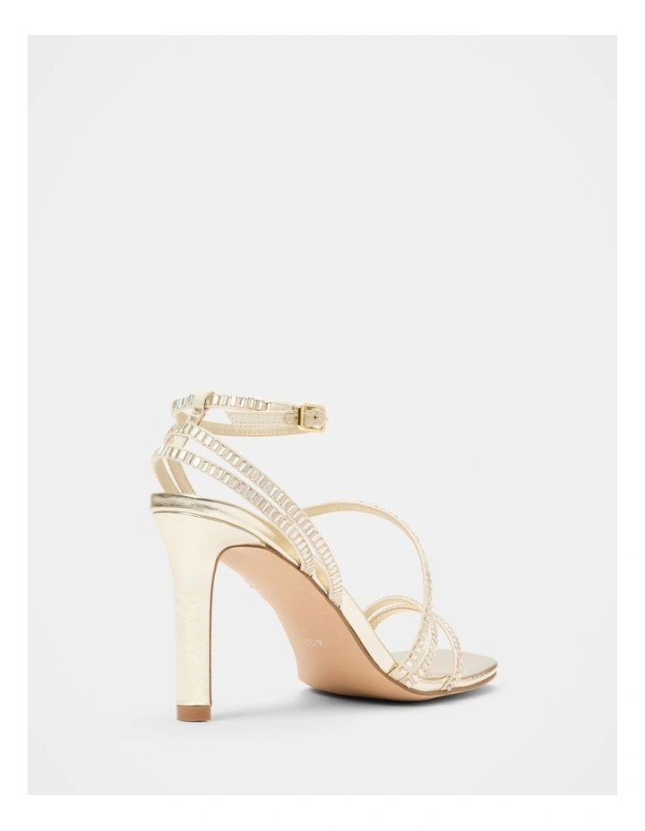 Crystal Jewelled Asymmetrical Strap PM Sandals in Gold image 2