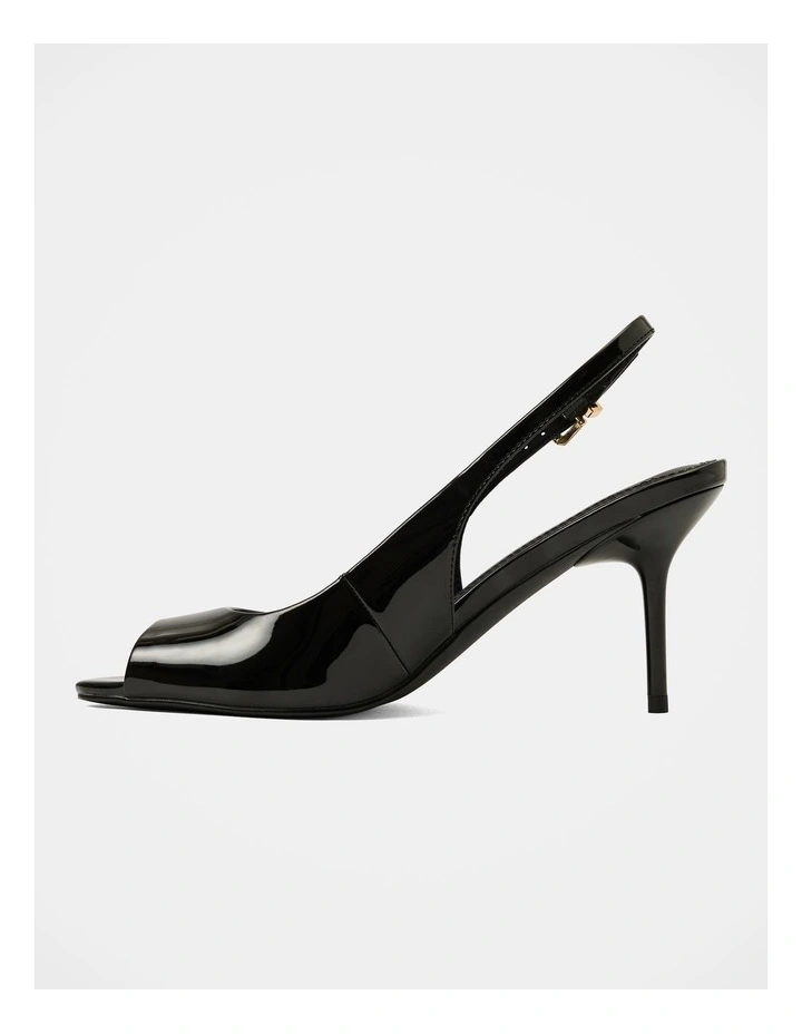 Lana Peep Toe Slingback Heels in Black image 2