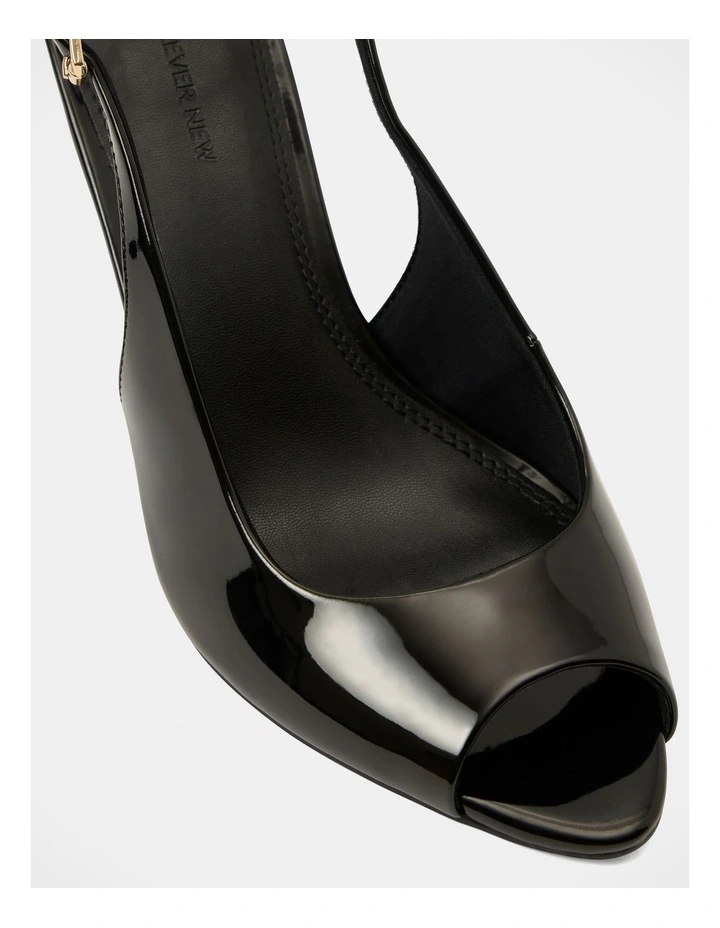 Lana Peep Toe Slingback Heels in Black image 4