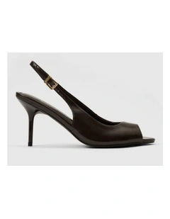 Lana Peep Toe Slingback Heels in Brown