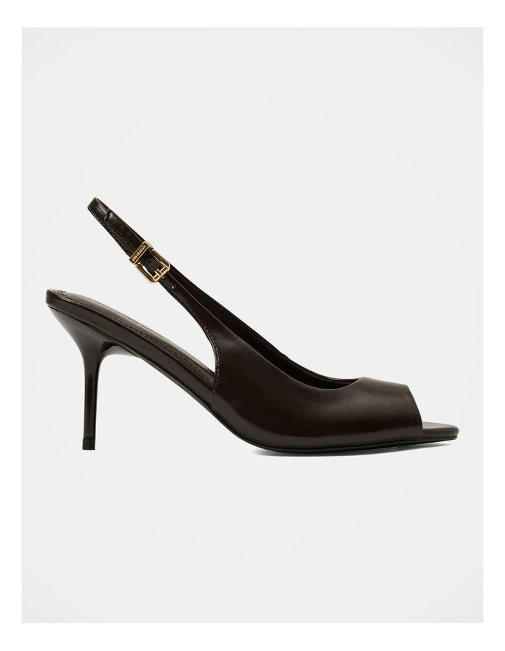 Lana Peep Toe Slingback Heels in Brown image 2
