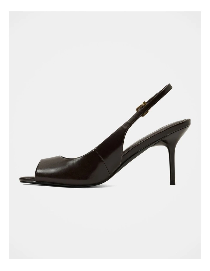 Lana Peep Toe Slingback Heels in Brown image 3