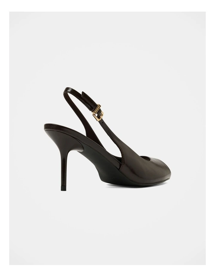 Lana Peep Toe Slingback Heels in Brown image 4