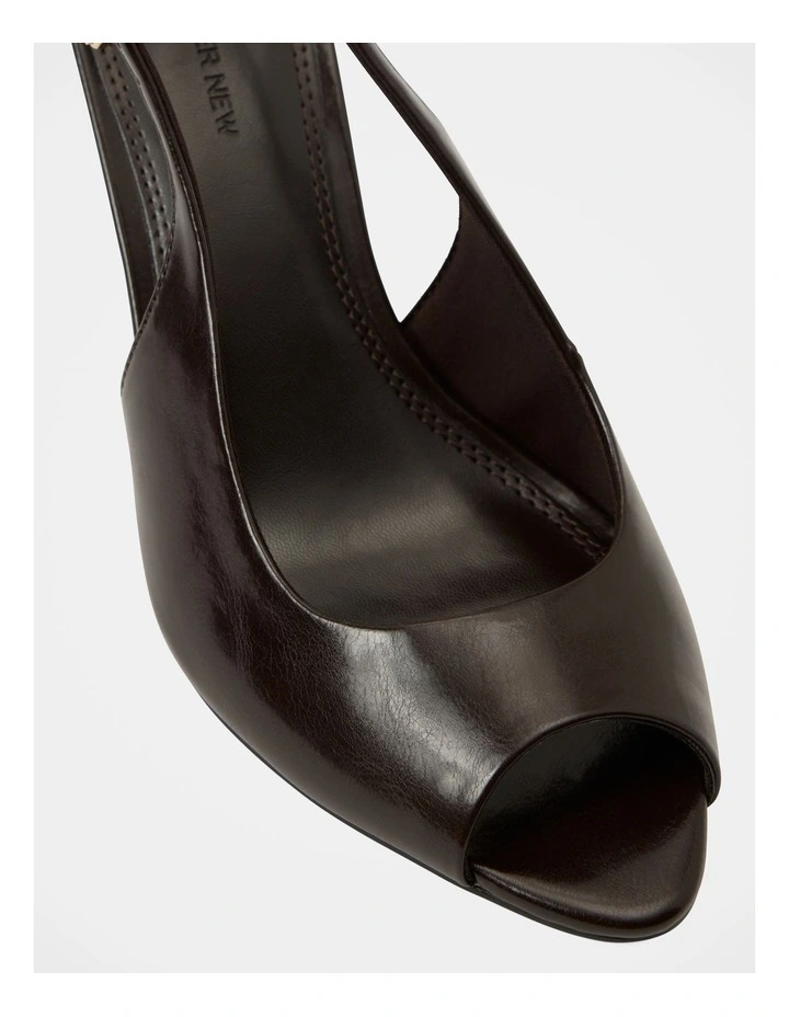 Lana Peep Toe Slingback Heels in Brown image 5