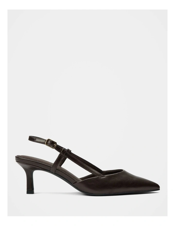 Camille Slingback Mid Heeled Sandals in Chocolate image 1