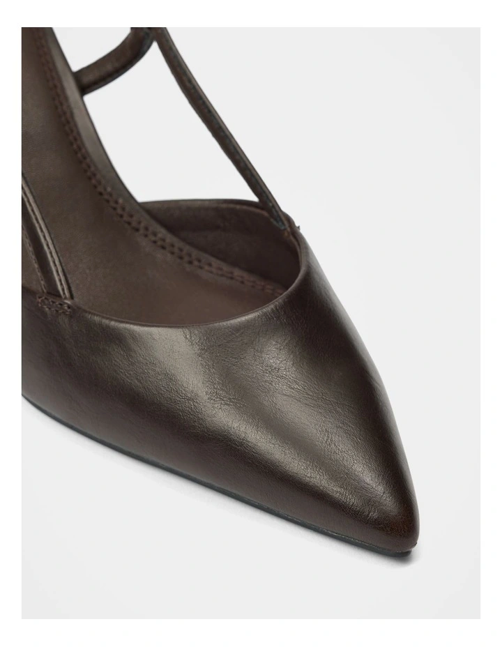 Camille Slingback Mid Heeled Sandals in Chocolate image 2