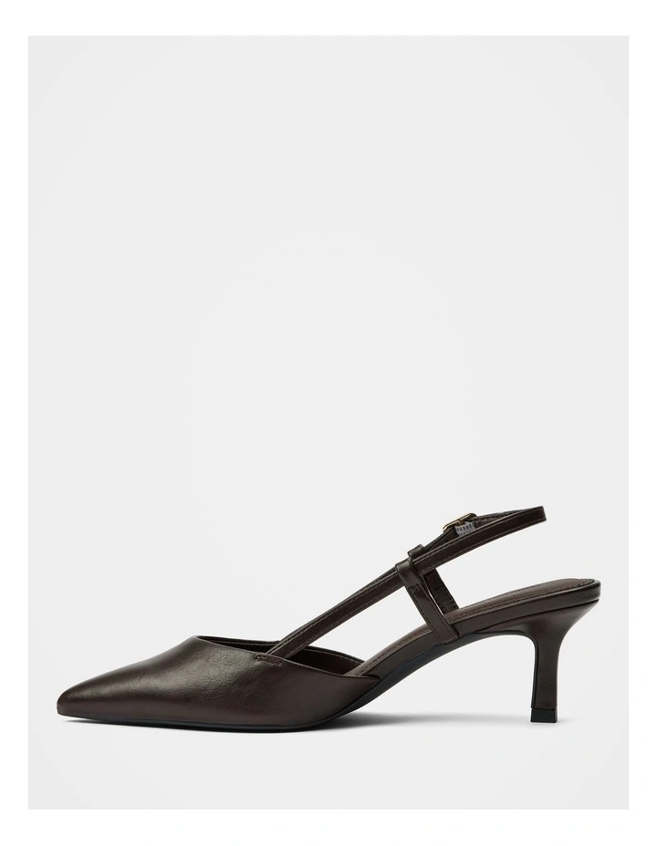 Camille Slingback Mid Heeled Sandals in Chocolate image 3
