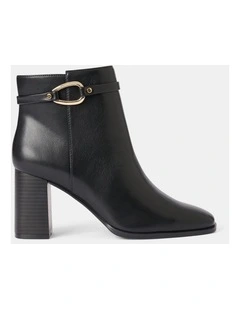Rosanna Hardware Trim Heeled Ankle Boots in Black