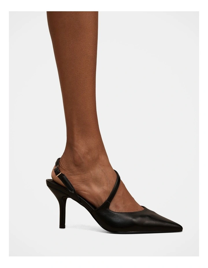 Lisa Asymmetrical Strapping Detail Court Shoes in Black image 1