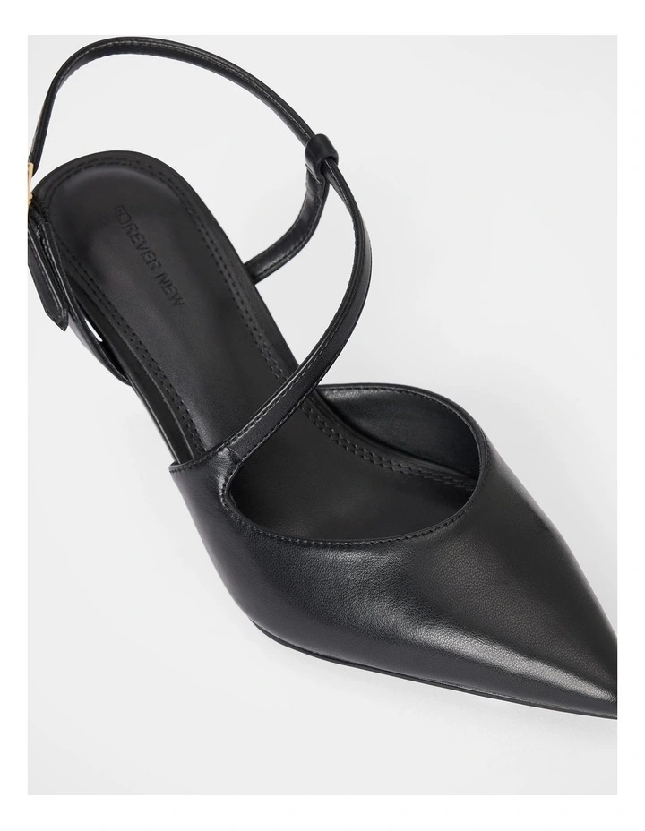 Lisa Asymmetrical Strapping Detail Court Shoes in Black image 3