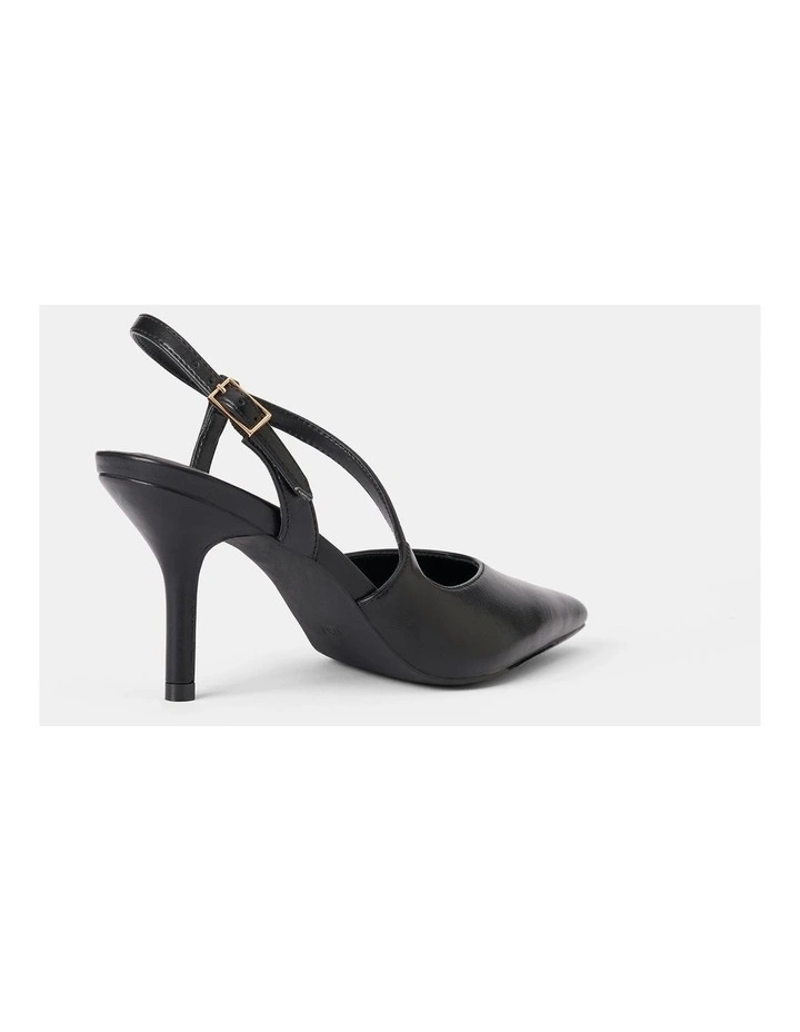 Lisa Asymmetrical Strapping Detail Court Shoes in Black image 3